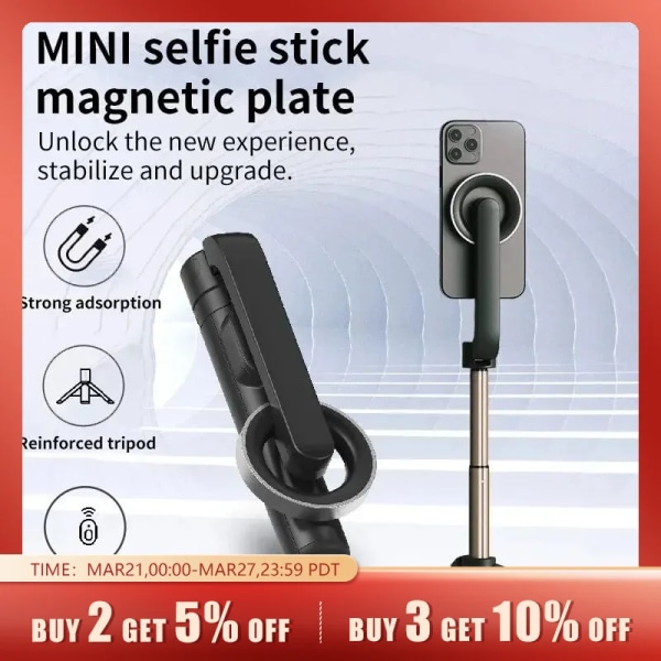 Mobil Telefon Stativ Bluetooth Selfie Stick Magnetisk Håndholdt Kamera Stabilisator Desktop Integreret Tiktok Live Trekant Stativ