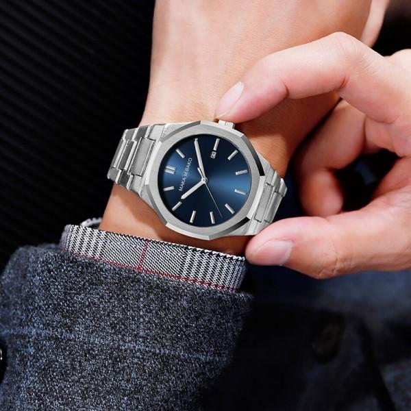 Rustfrit stål Herre armbåndsur Classic Business Vandproof Man Sort Ur Japan Movement Quartz Herre ure