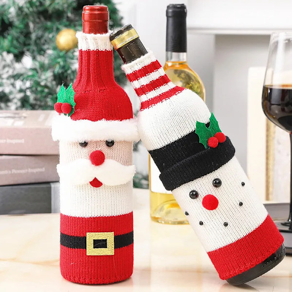 Handgjord jul tröja vin flaska överdrag till jul dekorationer