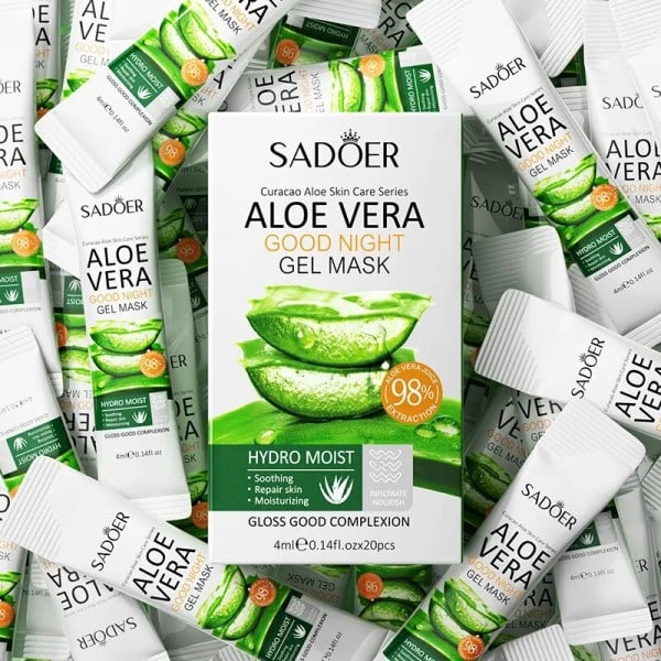 20 bitar Aloe Vera Gel Bärbar Ansiktsmask Lugnande Och Reparerande Efter Återfuktande Hydraterande Skrymp porer Sömn mask