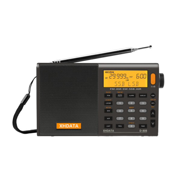 Bärbar Digital Radio FM Stereo/SW/MW/LW SSB AIR RDS Radio Högtalare med LCD Display Alarm Klocka Radio