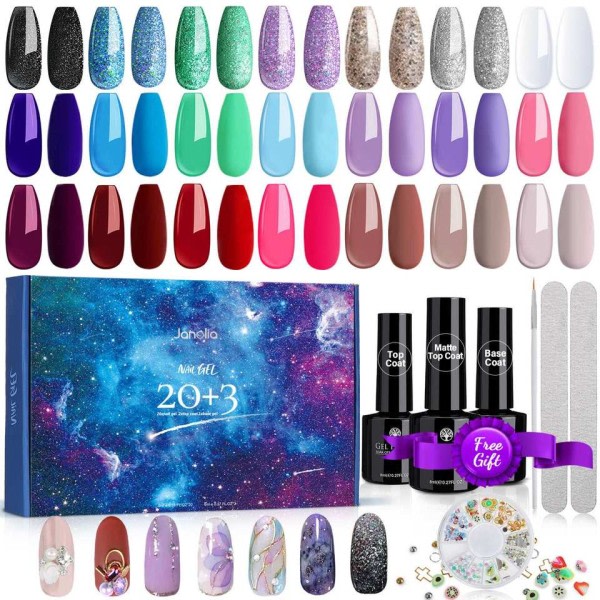 Pack 20 Färger Gel Nagellack Multi-color UV/LED Gel Matt Topp Bas Coat Professionals Nagelkonst