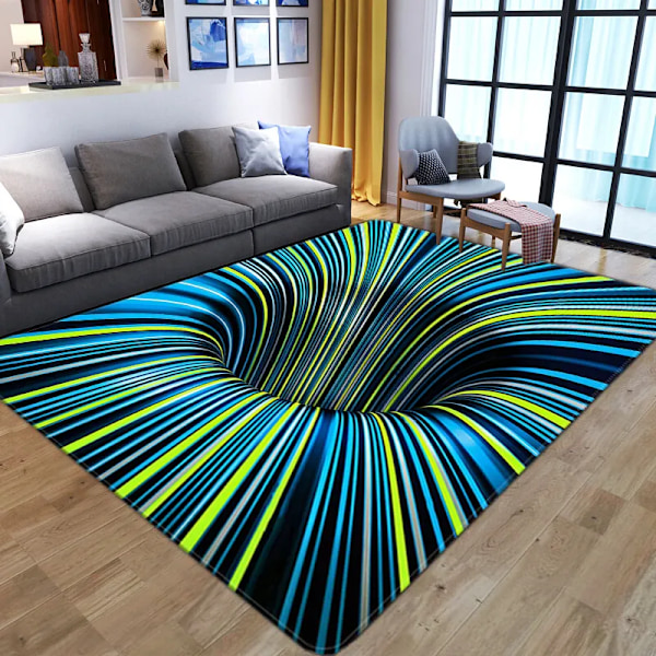 3D Vortex Illusion Tæppe Entré Dør Gulv måtte Abstrakt Geometrisk Optisk Dørmåtte Glidsikker Gulv måtte
