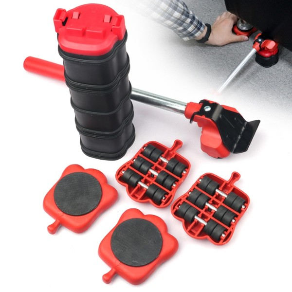 Heavy Duty Möbler Lifter Transport Verktyg Möbler Mover set 4 Sliders 1 Wheel Bar
