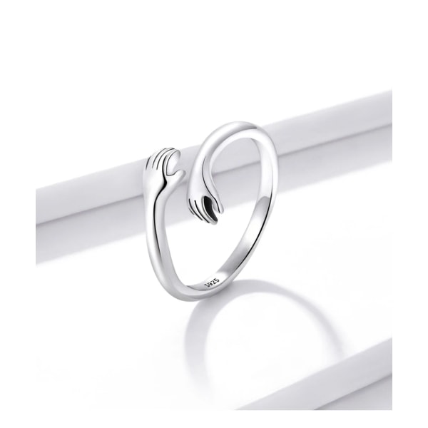 925 Sterling sølv kram varme og kærlighed hånd justerbar ring til kvinder fest smykker