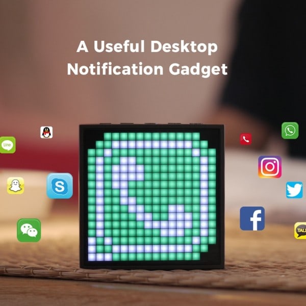 Evo Bluetooth Bärbar Högtalare med Klocka Alarm Programmerbar LED Display för Pixel Art Creation