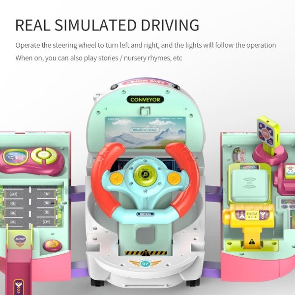 Multifunktion Fly Legetøj Baby Deformation Legetøj Barn Tidlig Uddannelsesmæssigt Multifunktionelt Bil Kørsel Simulering Legetøj med musik