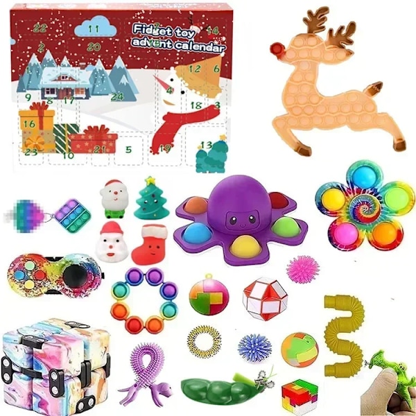 Fidget legetøj 24 dage jul advent kalender pakke anti stress legetøj