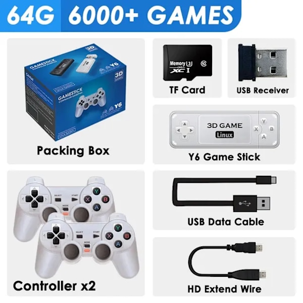 Retro spel konsol 4K 60fps HDMI utgång låg latens GD10 TV spel stick dubbel handtag