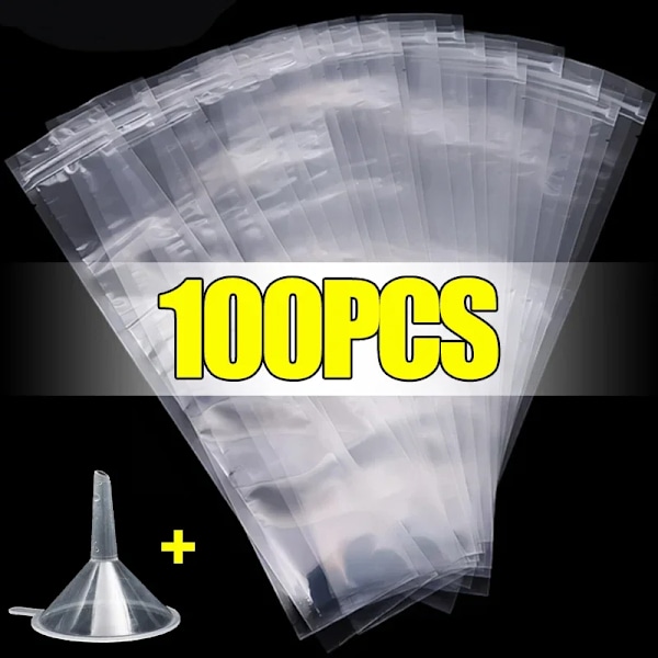 100 stykker Engangs Is Pop Mug Taske Stor Frys Popsicle Forseglede poser DIY Juice Yogurt Smoothie Taske Med tragt