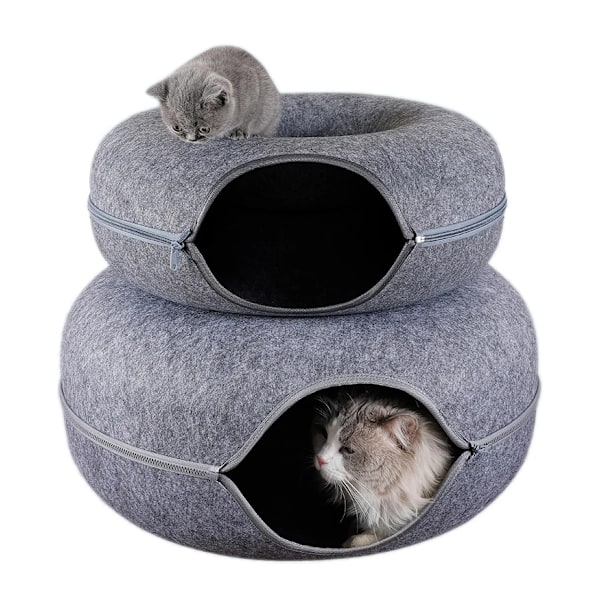 Donut Husdjur Katt Tunnel Interaktiv Lek leksak Katt säng Dubbel Use Illrar Kanin Säng Tunnlar Inomhus leksaker