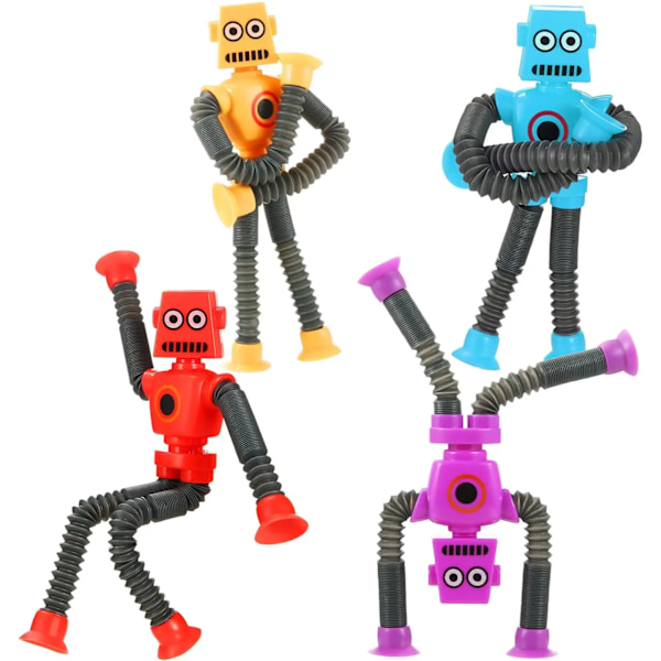 4 biter Sugekopp Robot Morsom Teleskopisk Stretch Fidget Leketøy Stress Lettelse Puslespill Dyr Virkete Leke Familie Vitser Barn Barn Gave