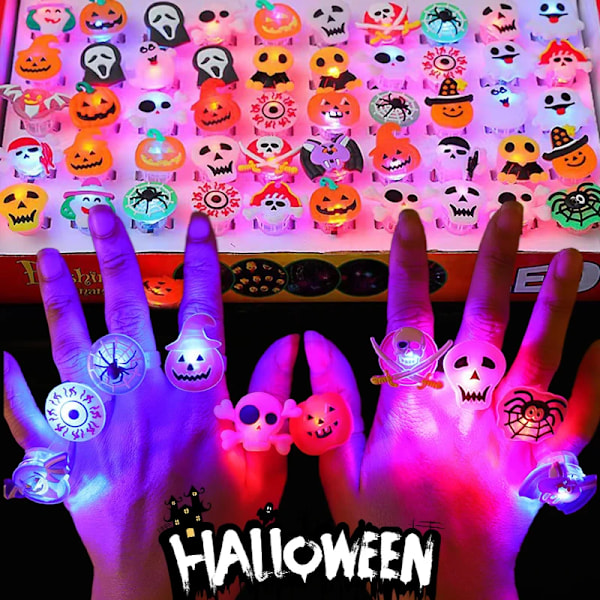 50 bitar Halloween Luminous Rings Creative Pumpkin Ghost