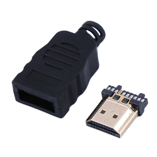 1 STK NYT HDMI Han stik Overførsel terminaler Med boks sort farve