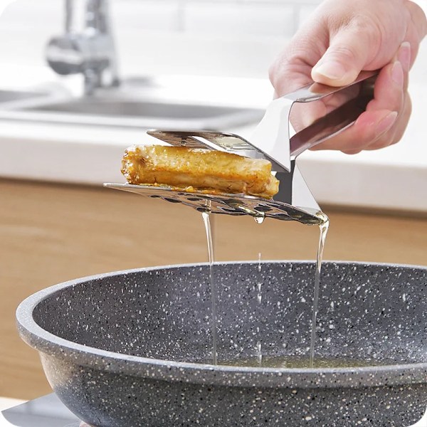 Rustfrit stål stegning skovl clips multifunktionelt bøf grill tang stegning fisk spatel clips  husholdning køkken værktøj