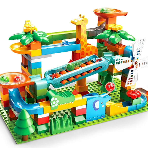 Piano Marmor Race Run Block Stor Size Bygning Blocks Plast Trakt Slide DIY Montage Klosser Leker