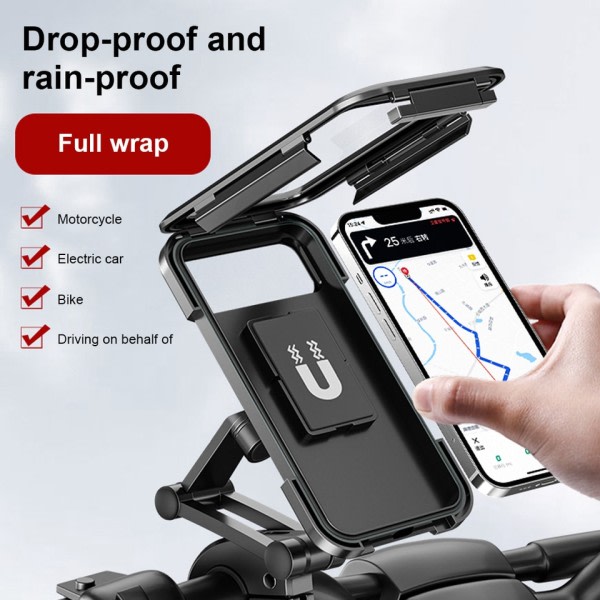 Vanntett Motorsykkel Sykkel Mobil Telefon Holder GPS 360° Swivel Justerbar Motorsykkel Mobil Holder