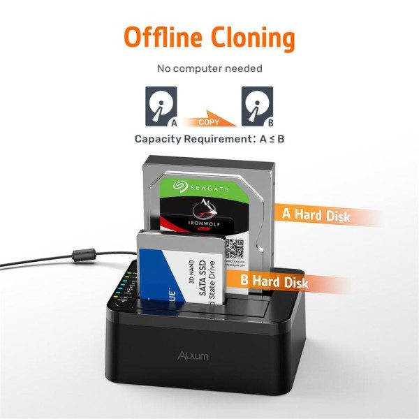 Kaksipaikkainen kiintolevy telakka 2,5% 2F3,5 tuumainen HDD SSD SATA USB C 3.0 HDD telakka asema