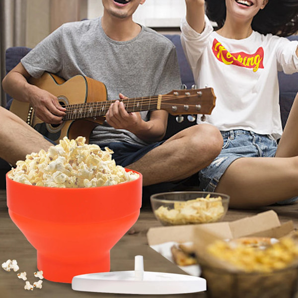 Mikrovågsugn Popcorn Skål Hink Silicon Gör-det-själv Röd Popcorn Maker med lock chips frukt fat hög kvalitet kök enkelt verktyg