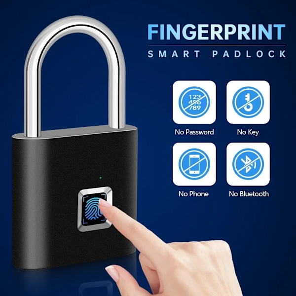 Fingeraftryk Lås Nøglefri Vandtæt Tyverisikring Smart Lås Fingeraftryk Hængelås