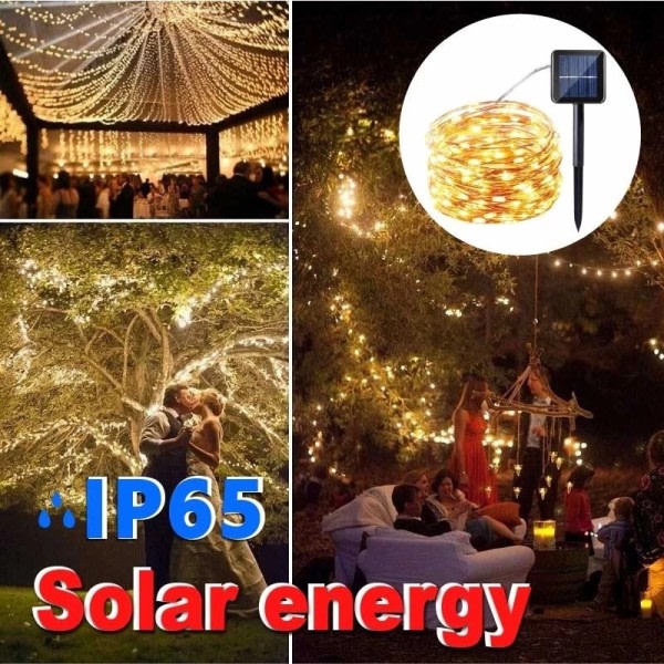 LED Solar Lys Utendørs Vanntett Fairy Garland String Lights Jule Fest Hage Solar Lampe