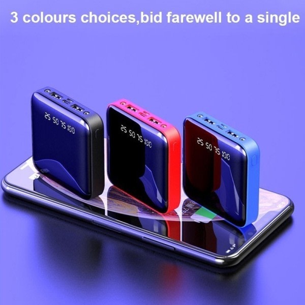 Mini Portable Power Bank Digital Display Ekstern Batteri Oplader med Dual USB Hurtig Opladning