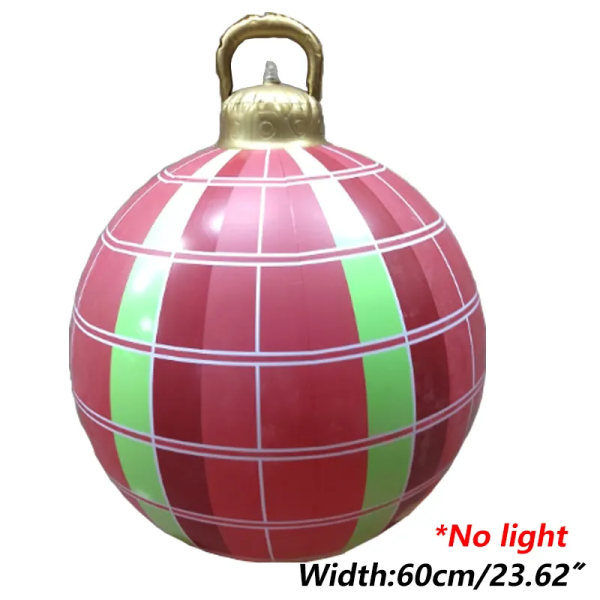 60 cm Utendørs jul oppblåsbar pyntet ball PVC gigantisk store store baller jule tre pynt leketøy ball