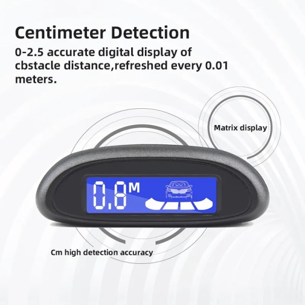 Kombinerad LCD Display Reversering Sensor Känslighet Justerbar Anti Falskt larm för bil parkering detektor system