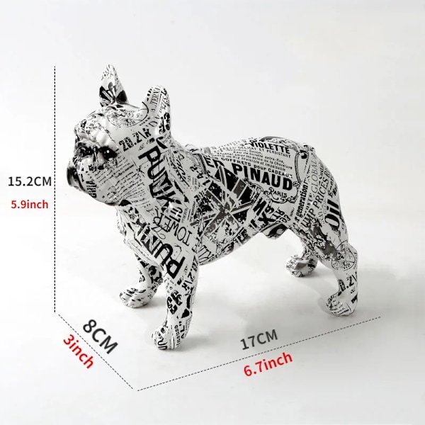 Maleri Graffiti Bulldog Statue Trykt Harpiks Hund Håndværk Hjem Dekoration