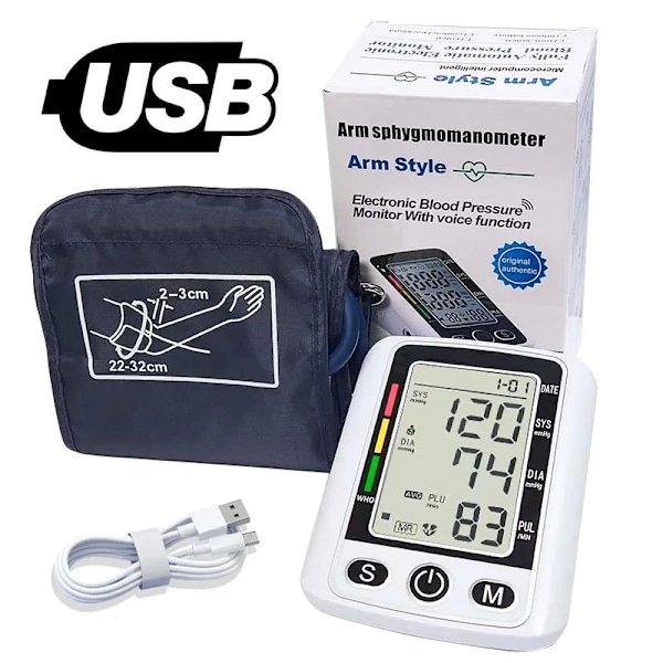 Tensiometer Hjärt Rate Puls Mätare BP Monitor Frisk Digital Arm Blod Trycksmätare