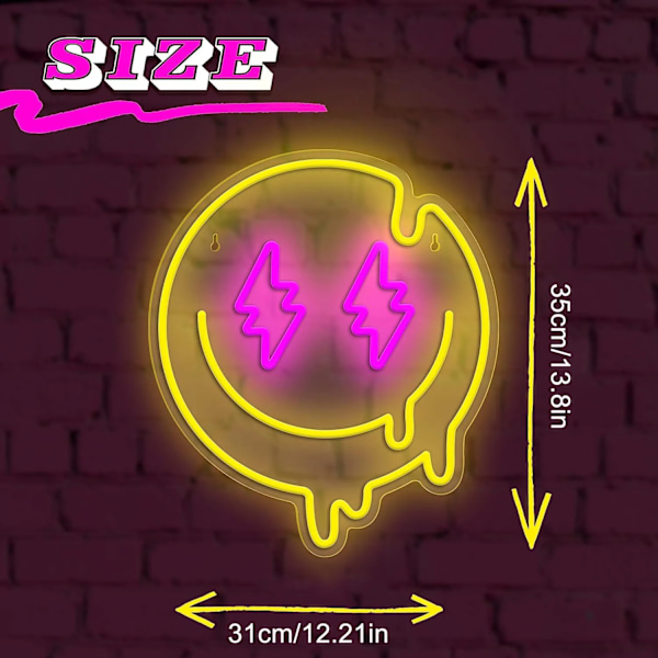 LED smältande smiley ansikte neon skylt dimbar smältande smiley ansikte neon skylt vägg dekoration neon skylt
