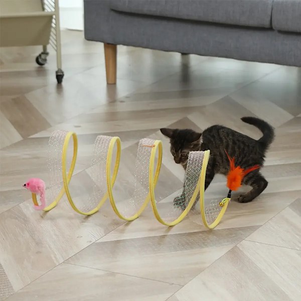 Vikt Katt Tunnel S Typ Katter Tunnel Fjäder Leksak Mus Tunnel Med Ballar Och Krinkling Katt Ute Katt leksaker