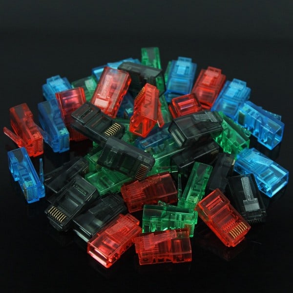 Ethernet kabler modul plugg nettverk kontakt RJ-45 krystall hoder Cat5 farge Cat5e gull belagt kabel