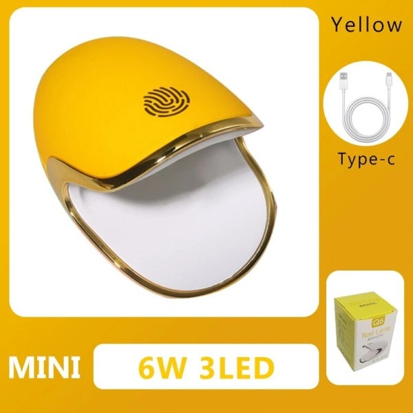 Kannettava UV jää lamppu kuivaukseen geeli kiillotusaine kannettava 6W Q6 LED lamppu kynsien kuivain