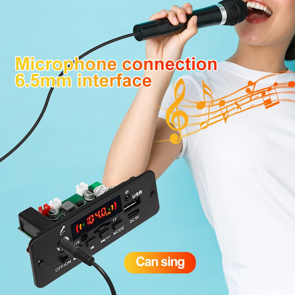 DC 5V 10W Bluetooth 5.0 Stereo DIY Bil MP3 Spelare Dekoder kort