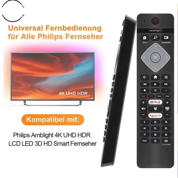 Fjärrkontroll Ersättning för Alla Philips Ambilight 4K Smart LED TV