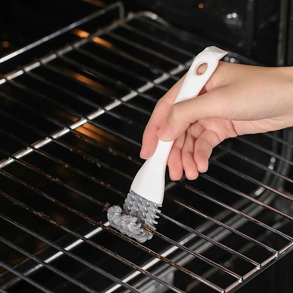 Grill borste V-formad krokad borste och skrapa multifunktionell grill kit nät rengöring borste