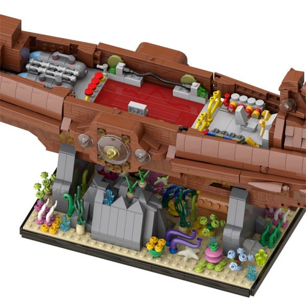 MOC Gør-det-selv Nautilus Ubåd Leagues Skib Bygge Blok Sæt Havbund Båd Fartøj Brick Model Børne Legetøj