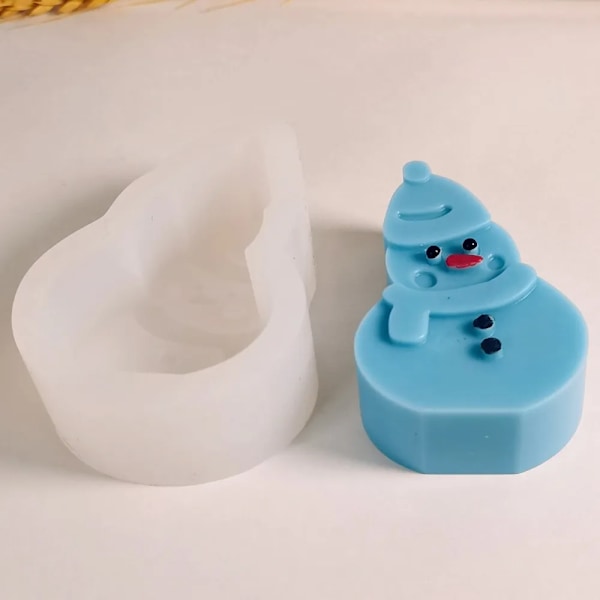 Genser jul snømann stearinlys silikon form skjerf snø dukke gips såpe laging sjokolade kake form