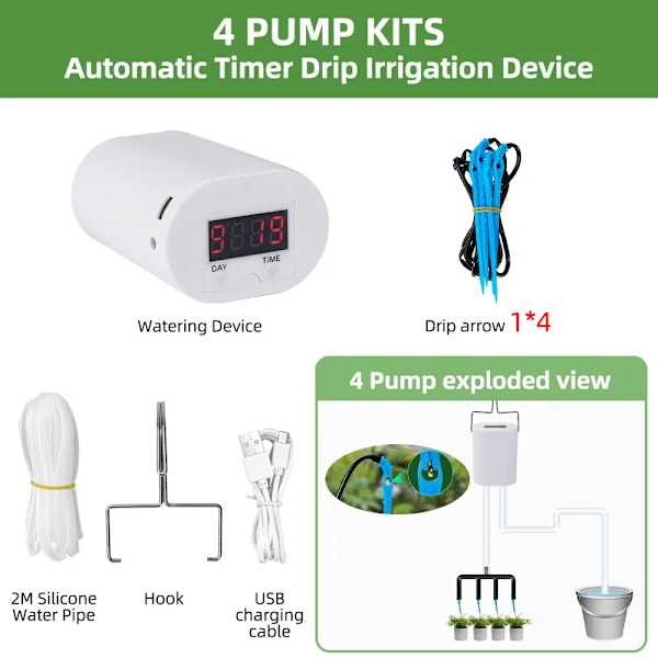 12 Pumpe Automatisk Plante Blomst Vanding Pumpe Hjem Sprinkler Dryp Vanding Enhed Pumpe Timer System Kit Have Værktøj