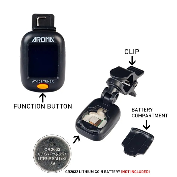 Gitarr Tuner AT-01A/101 Fullbar Roterbar Clip-on Tuner Hög Känslighet för Bas Ukulele Kromatisk Gitarr Tillbehör