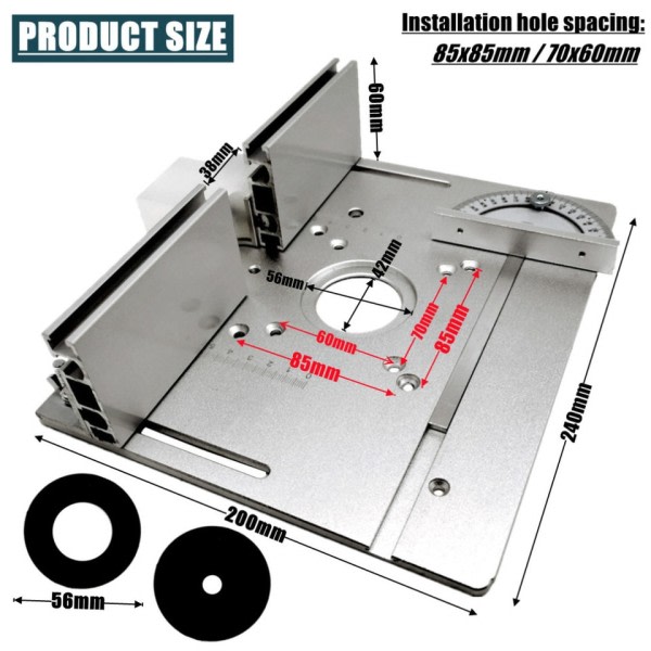 Multifunktionell Aluminium Router Bord Insats Plåt Träbearbetning Elektrisk Trä Router Flip Plåt