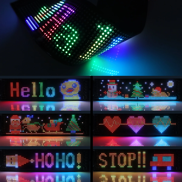 Rullning Reklam LED Skylt USB 5V Bluetooth App Kontroll Logotyp Ljus Anpassad Text Mönster Animation Programmerbar Display