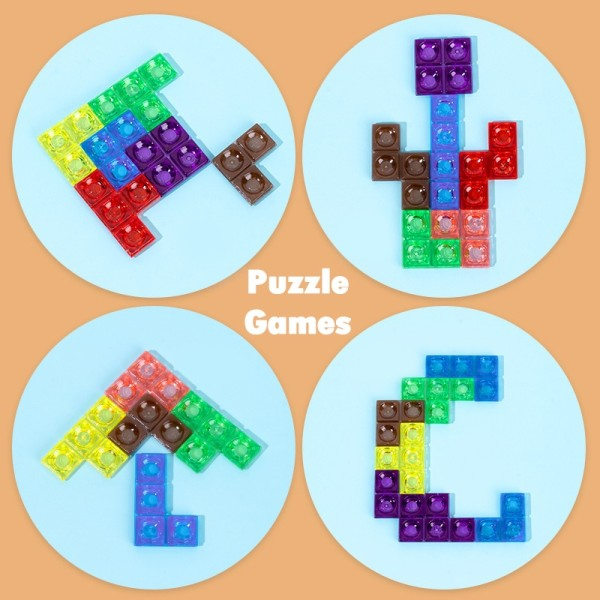 Färgglatt 3D pussel trä tangram matematik leksaker  intellektuell pedagogisk leksak för barn