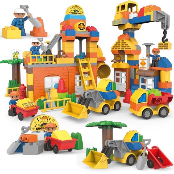 Stad Serier Big Size Engineering Brandkår Brandmän Figurer Byggnad Klossar Set