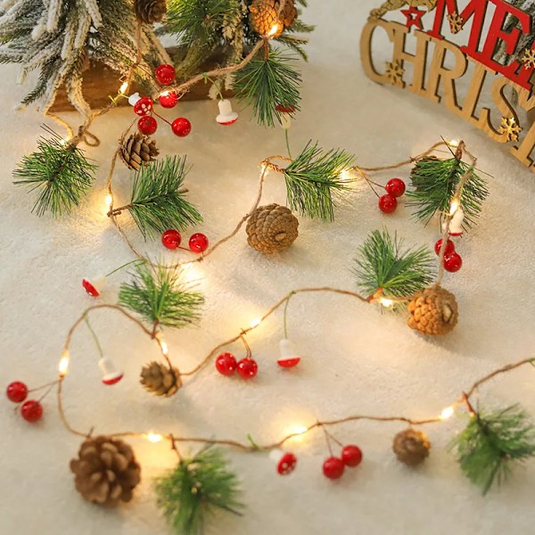Jul Snor Lys Utendørs Vanntett Jule furu kjegle Lys LED Kobber Wire Fairy Garland Terrassen Xmas Dekorasjon
