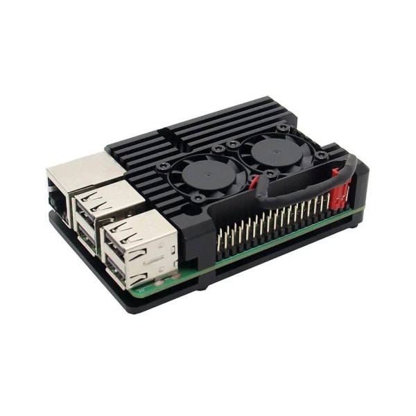 Alumiini Metalli kotelo  Raspberry Pi 3 malli B 3B Plus Alumiini kotelo Kaksois tuuletin jäähdytysallas