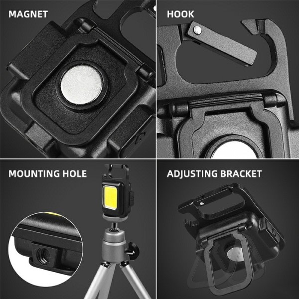 10 bitar Mini LED 1800LM Ficklampa Nyckelring Multifunktionell Portabel COB Camping Lampor