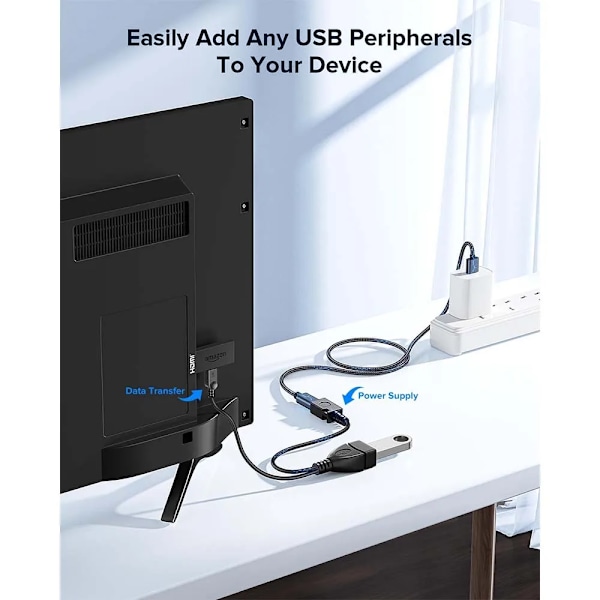 2 i 1 OTG Kabel Erstatning til Brand Stick 4K Kompatibel med Android Telefon Tablet Mikro USB Vært med Mikro USB strøm