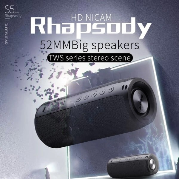 Kraftfull Bluetooth Högtalare Bas Trådlös Bärbar Subwoofer Vattentät Ljud Box Support TF, TWS, USB Flash Drive